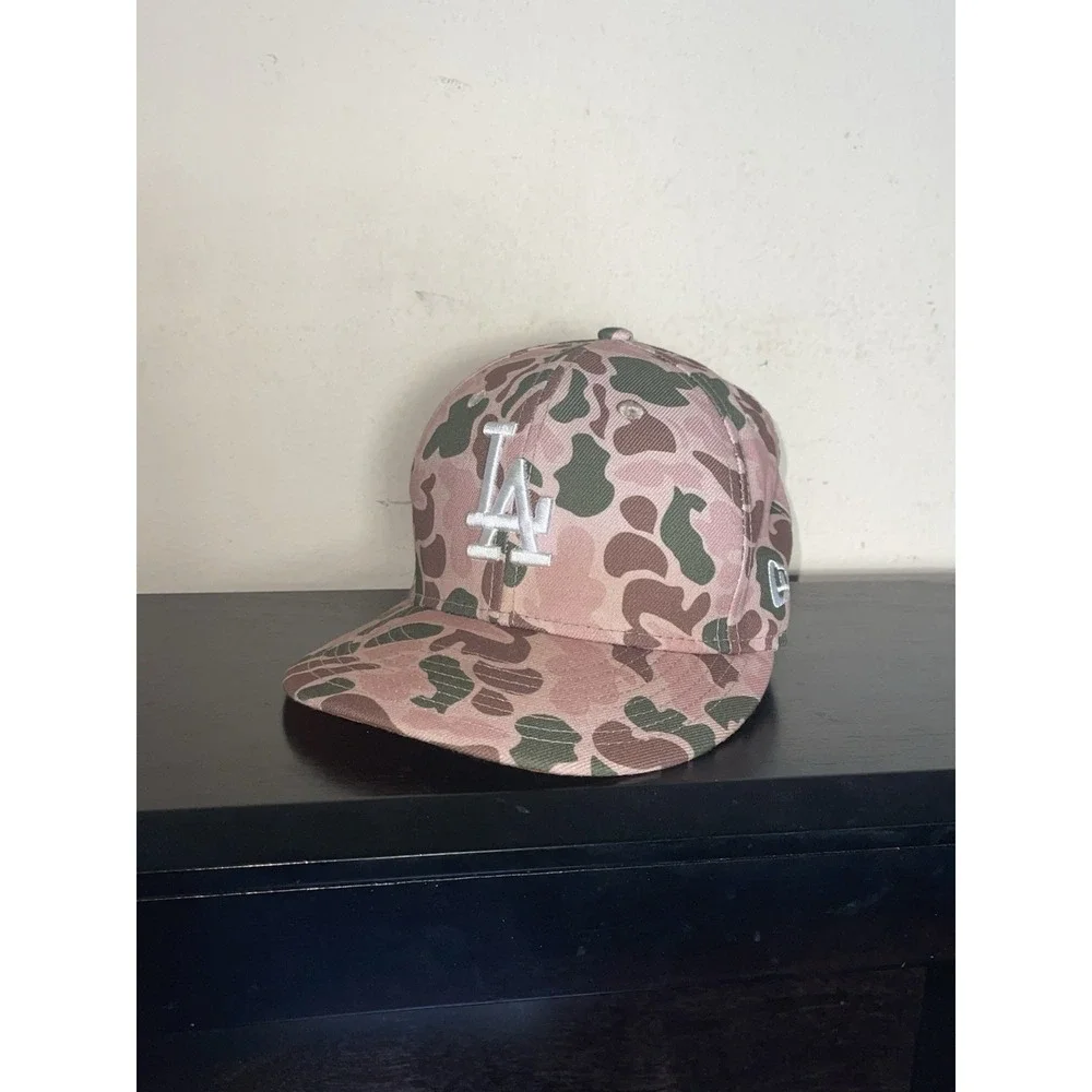 New Era Los Angeles Dodgers Duck Camo Hat Cap 59Fifty Brown Tan 1988 Size 7